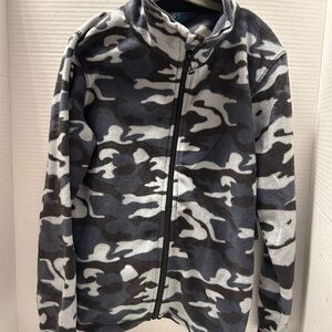 Kids' Grey Camo Zip-Front Fleece Jacket size 6